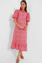 Pink and Red Floral Mimi Midi Dress